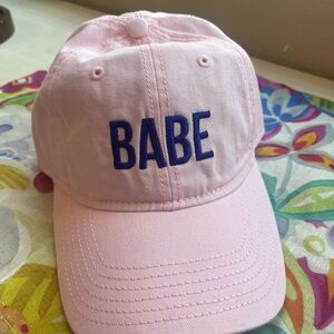 Pink cap with Blue 'Babe' Embroidery